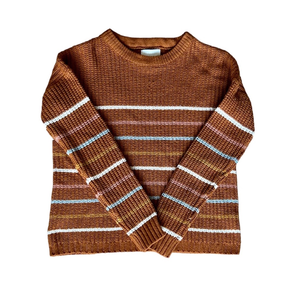 Caramel brown knit ribbed sweater